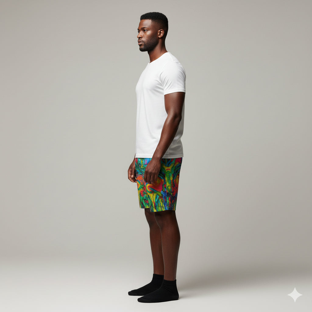 Board Shorts (7" Inseam) in Lightweight Cotton Poplin Green Jungle 