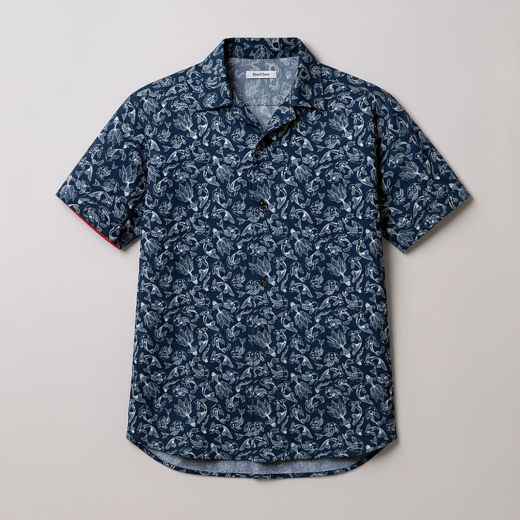 Organic Cotton Hawaiian Camp Collar Shirt