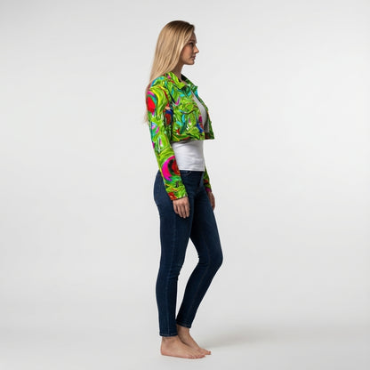 Cropped Jean Cotton Jacket Water Lilies 2