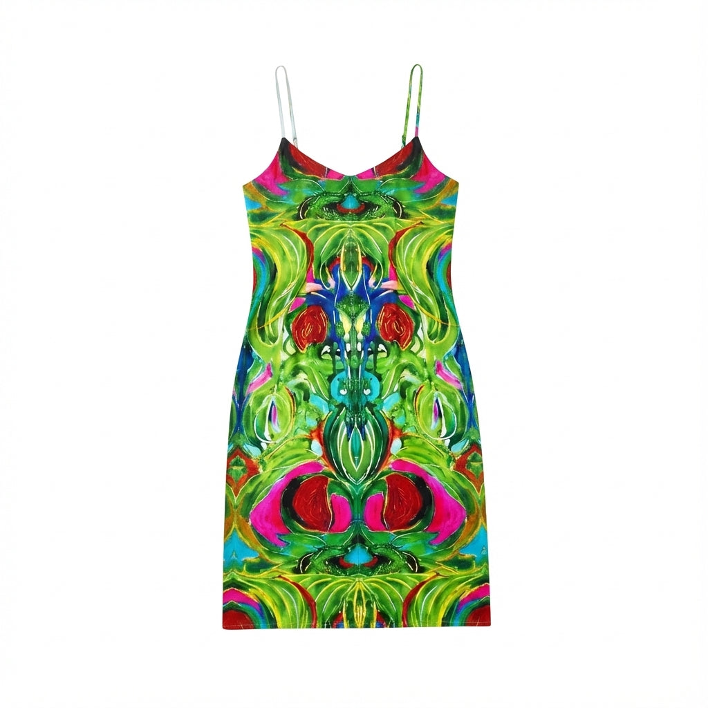 Bias Slip Dress Pink Water Lilies