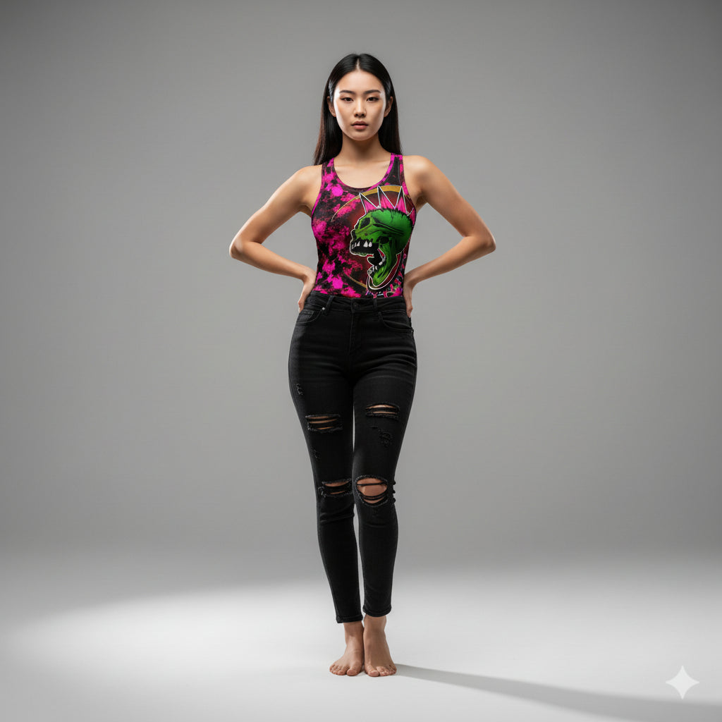 Pink Punk Skull Tank