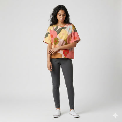 Flat Floral Garden Woven Tee 