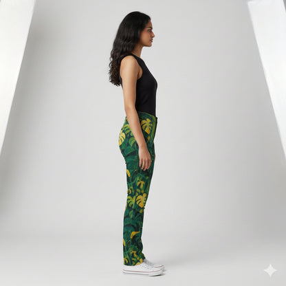Skinny Jeans Green Leaves - Slim Jeans in Heavyweight Stretch Cotton Denim