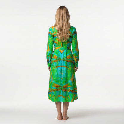Button Front Shirt Dress Palm Tree Island