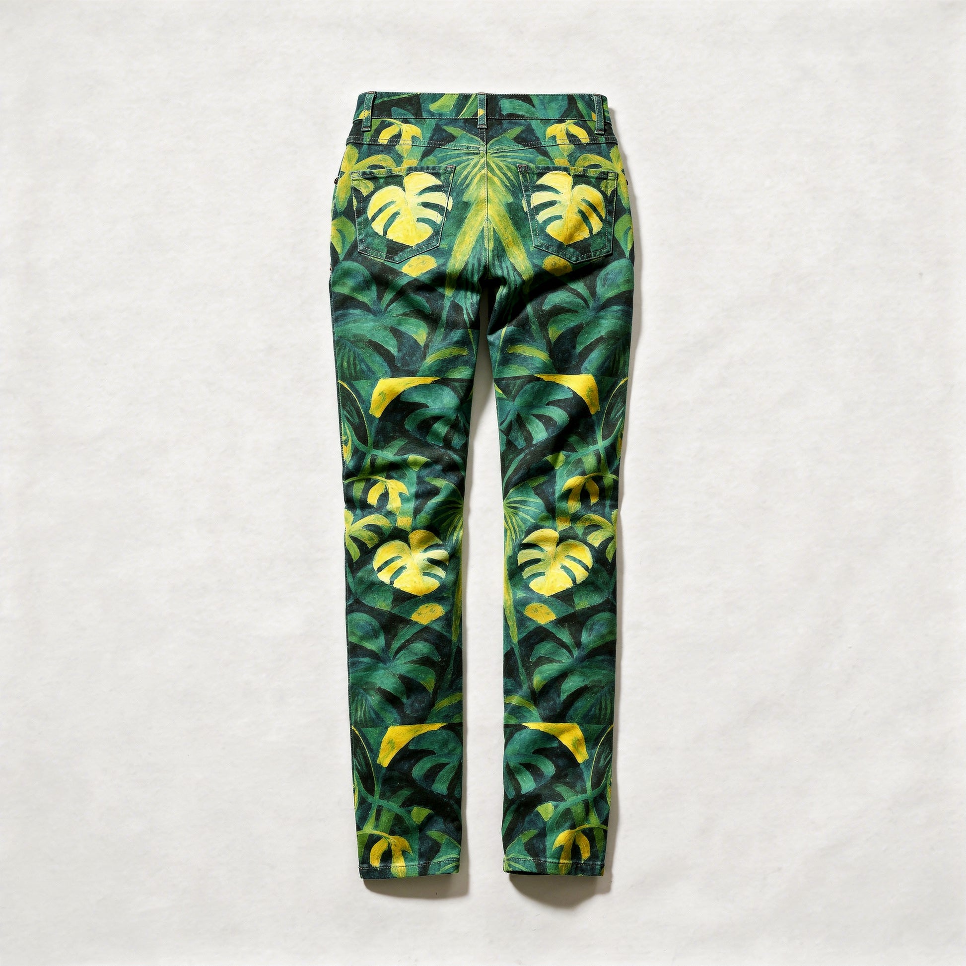 Skinny Jeans Green Leaves - Slim Jeans in Heavyweight Stretch Cotton Denim