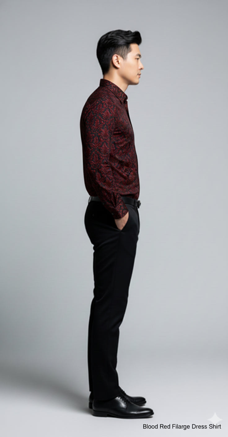 Blood Red Filagree Dress Shirt