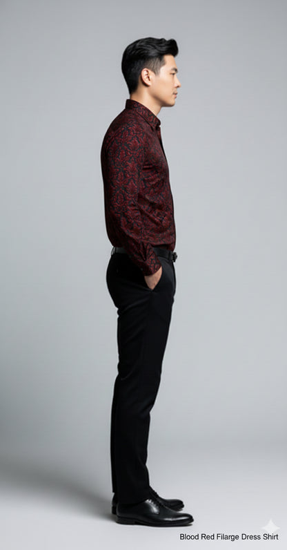 Blood Red Filagree Dress Shirt