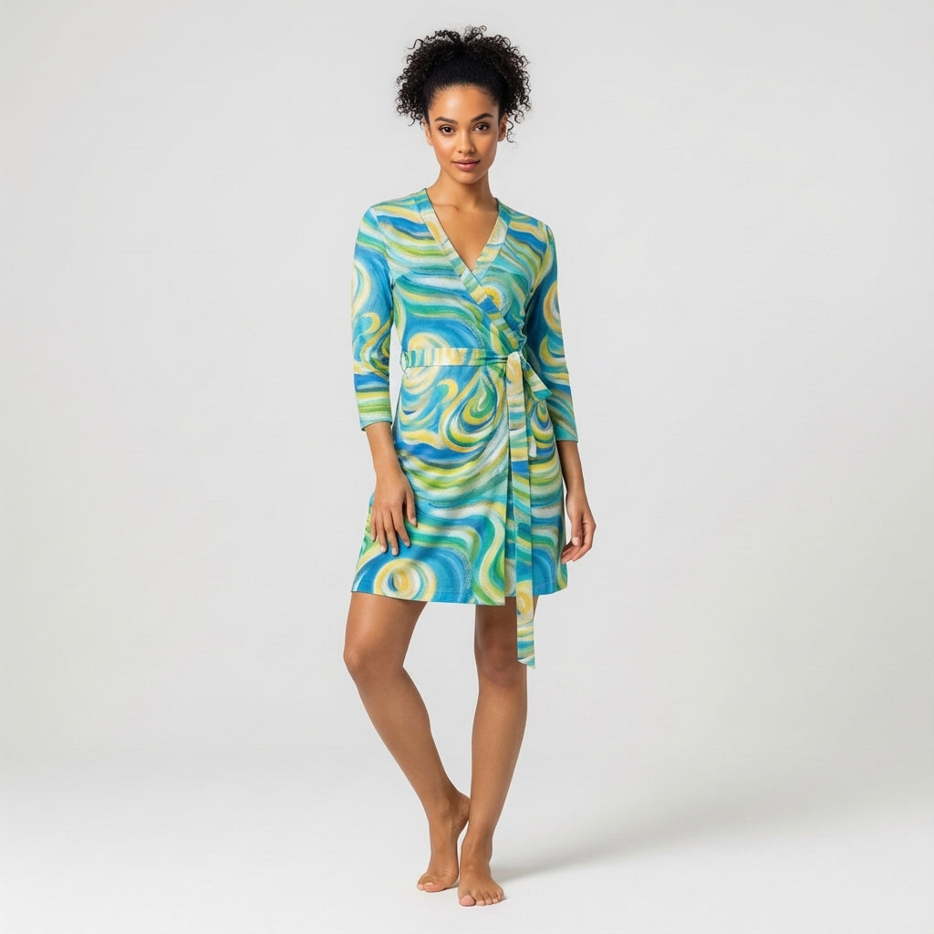 Wrap Dress Sea Swirls