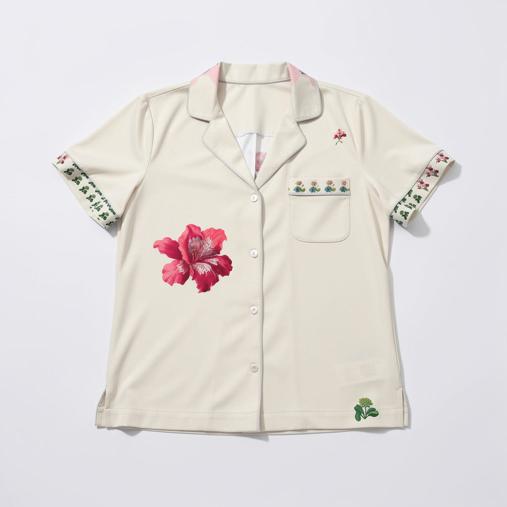 Beige - Floral - PJ Top 