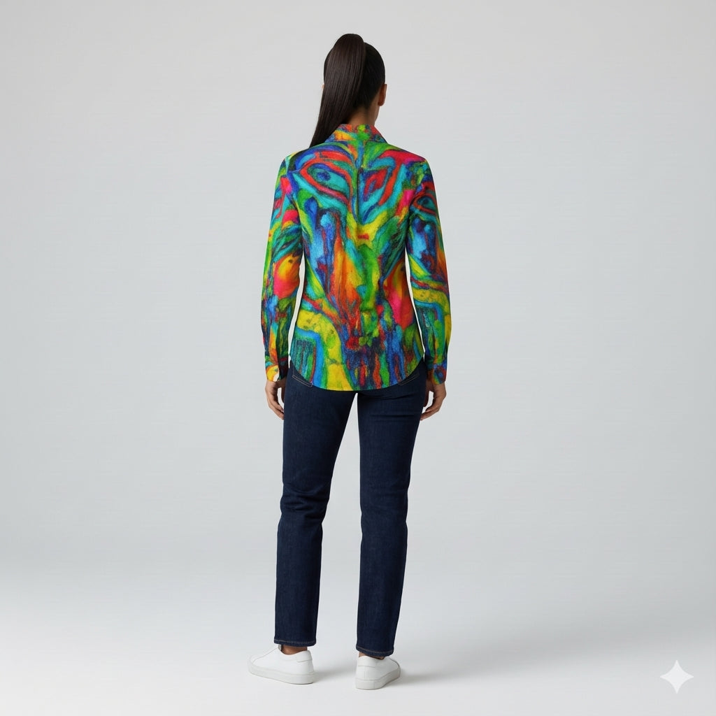 Button Front Shirt in Lightweight Cotton Poplin Green Jungle