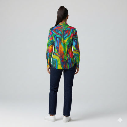 Button Front Shirt in Lightweight Cotton Poplin Green Jungle