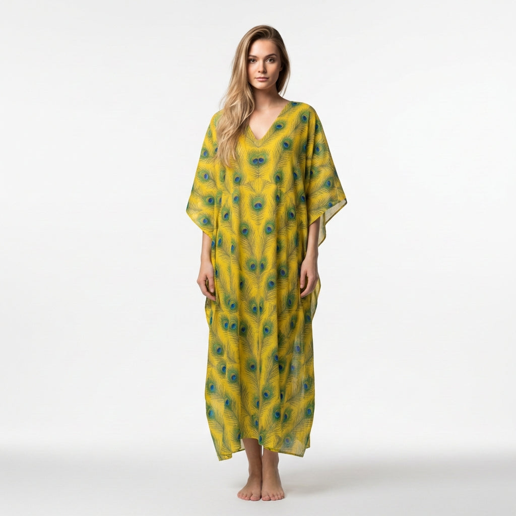 Caftan Yellow Peacock Feathers