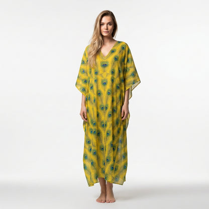Caftan Yellow Peacock Feathers