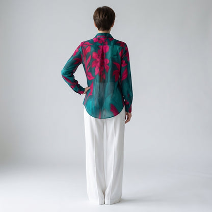 Button Front Shirt Pink Flowers