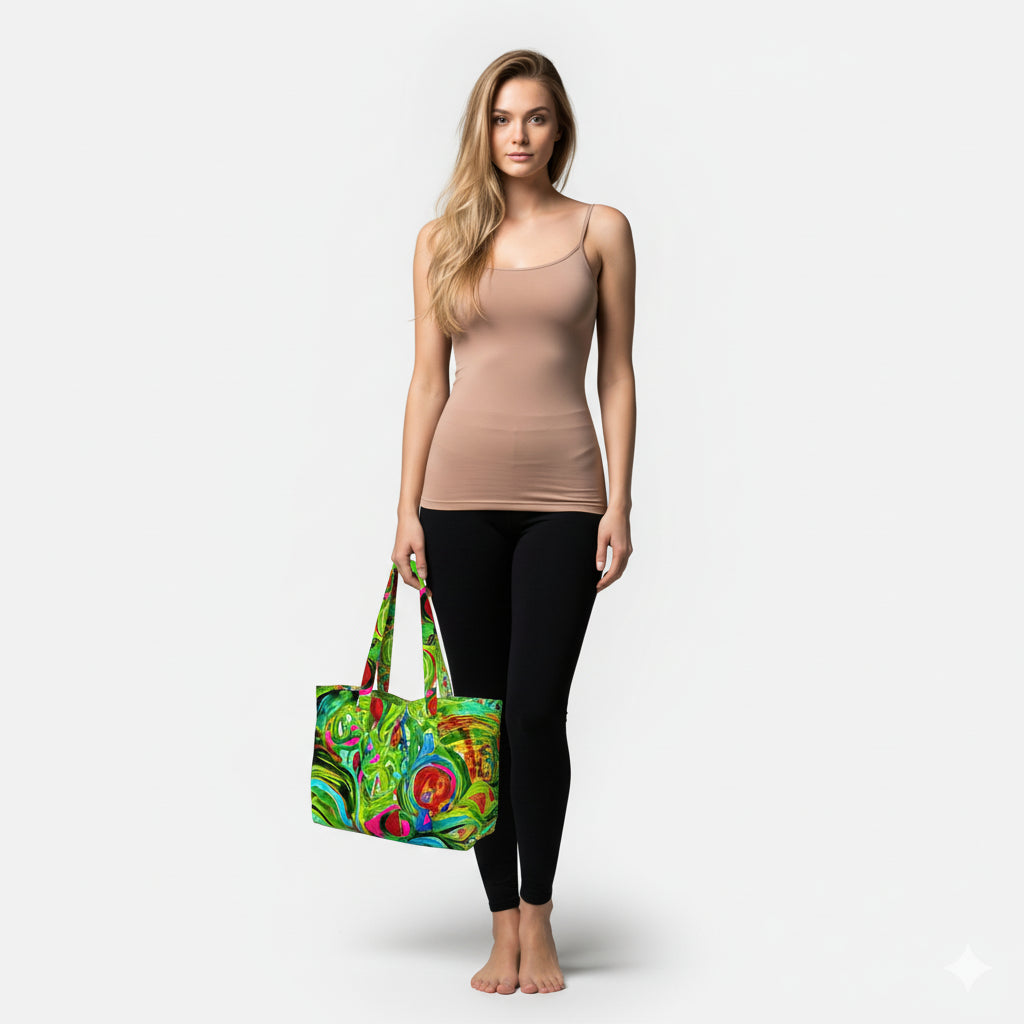 Large Tote Bag Pink Water Lilies