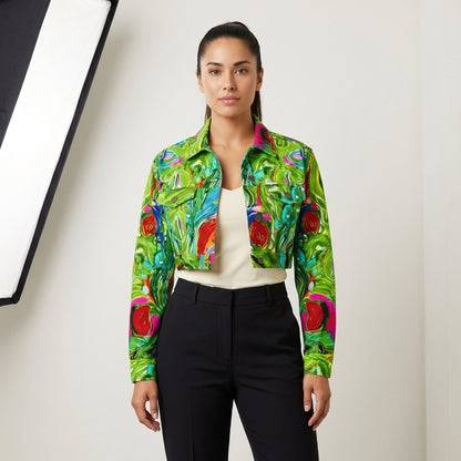 Cropped Jean Cotton Jacket Water Lilies 2