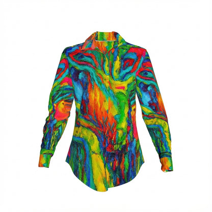 Women's Button Front Shirt in Organic Cotton Voile Green Jungle