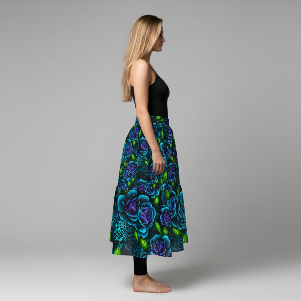 Blue Rose Tiered Skirt