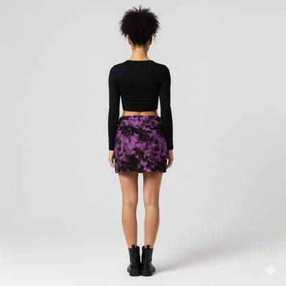 Purple Punk Skull Denim Mini