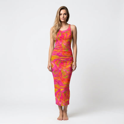 Racerback Shirred Tank Dress Pink Noodles