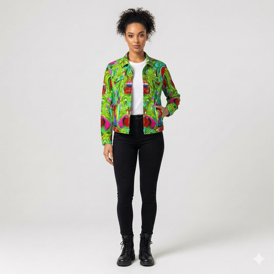 Demin Jacket Pink Water Lilies Jean Jacket