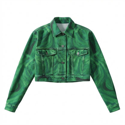 Cropped Jean Cotton Jacket Dark Green Noodles