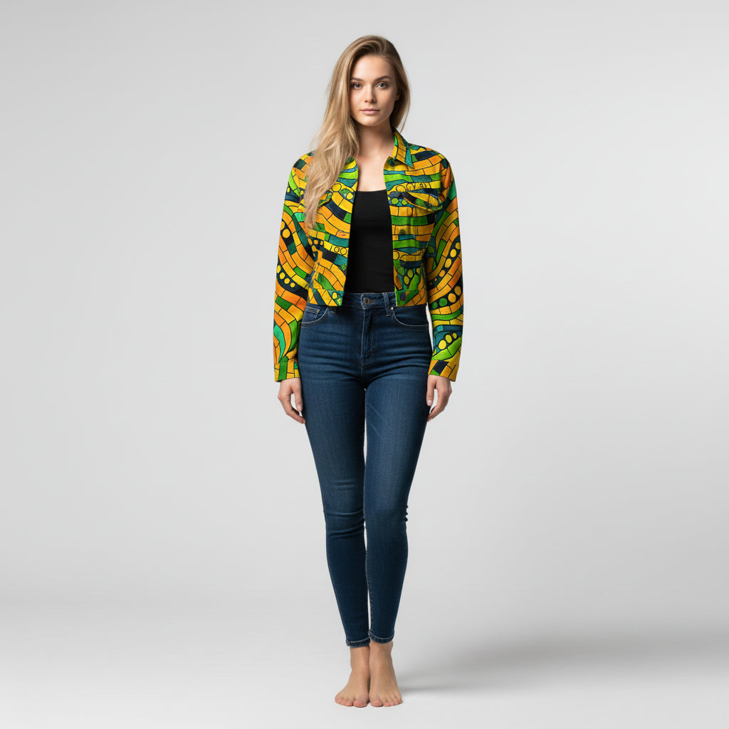 Cropped Jean Cotton Jacket Mosaic 11