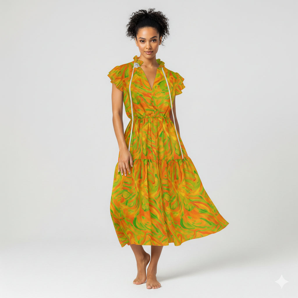 Ruffle Sleeve Dress Fruity Noodles