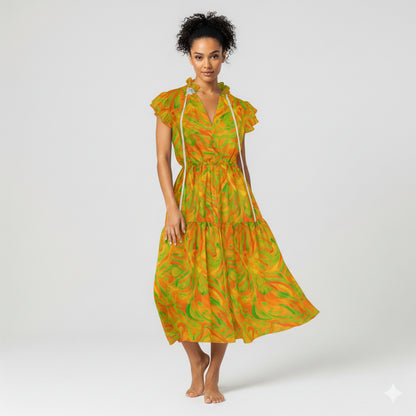 Ruffle Sleeve Dress Fruity Noodles