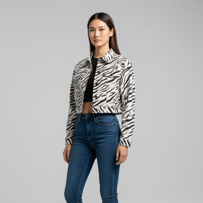 Zebra Cropped Jean Jacket