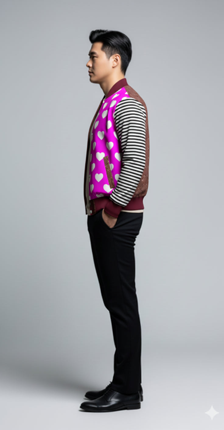 Snap Front Bomber Jacket in Rayon French Terry