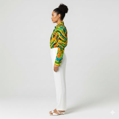 Women's Front Button Shirt Mosaic 11