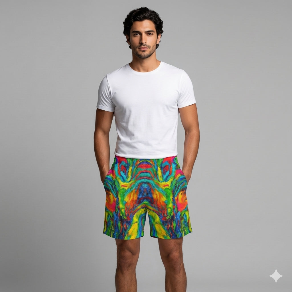 Board Shorts (7" Inseam) in Lightweight Cotton Poplin Green Jungle 