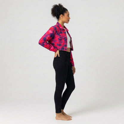 Cropped Jean Cotton Jacket Pink Paint