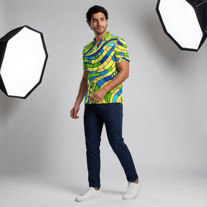 Polo Shirt with V Neck Mosaic 4