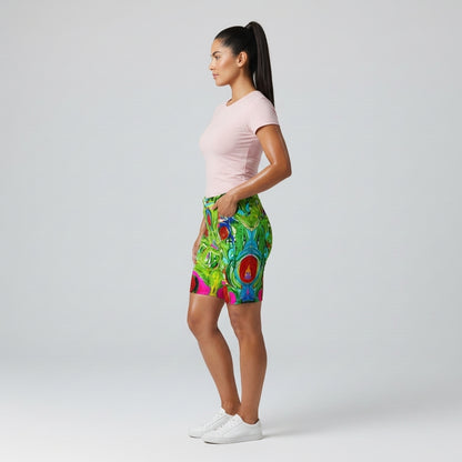 Pink Water Lilies Demin Shorts