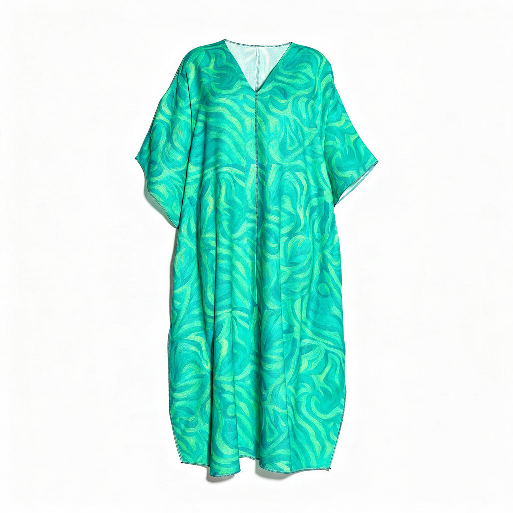 Caftan Organic Cotton Turquoise Noodles