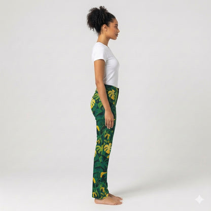 Skinny Jeans Green Leaves - Slim Jeans in Heavyweight Stretch Cotton Denim