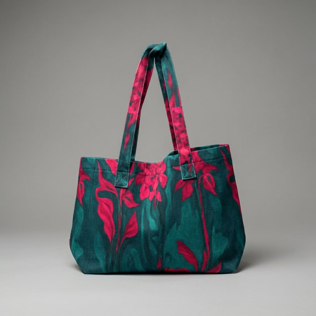Large Tote Bag Pink Flowers
