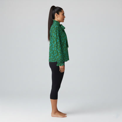 Women's Teal & Green Tied Neck Blouse