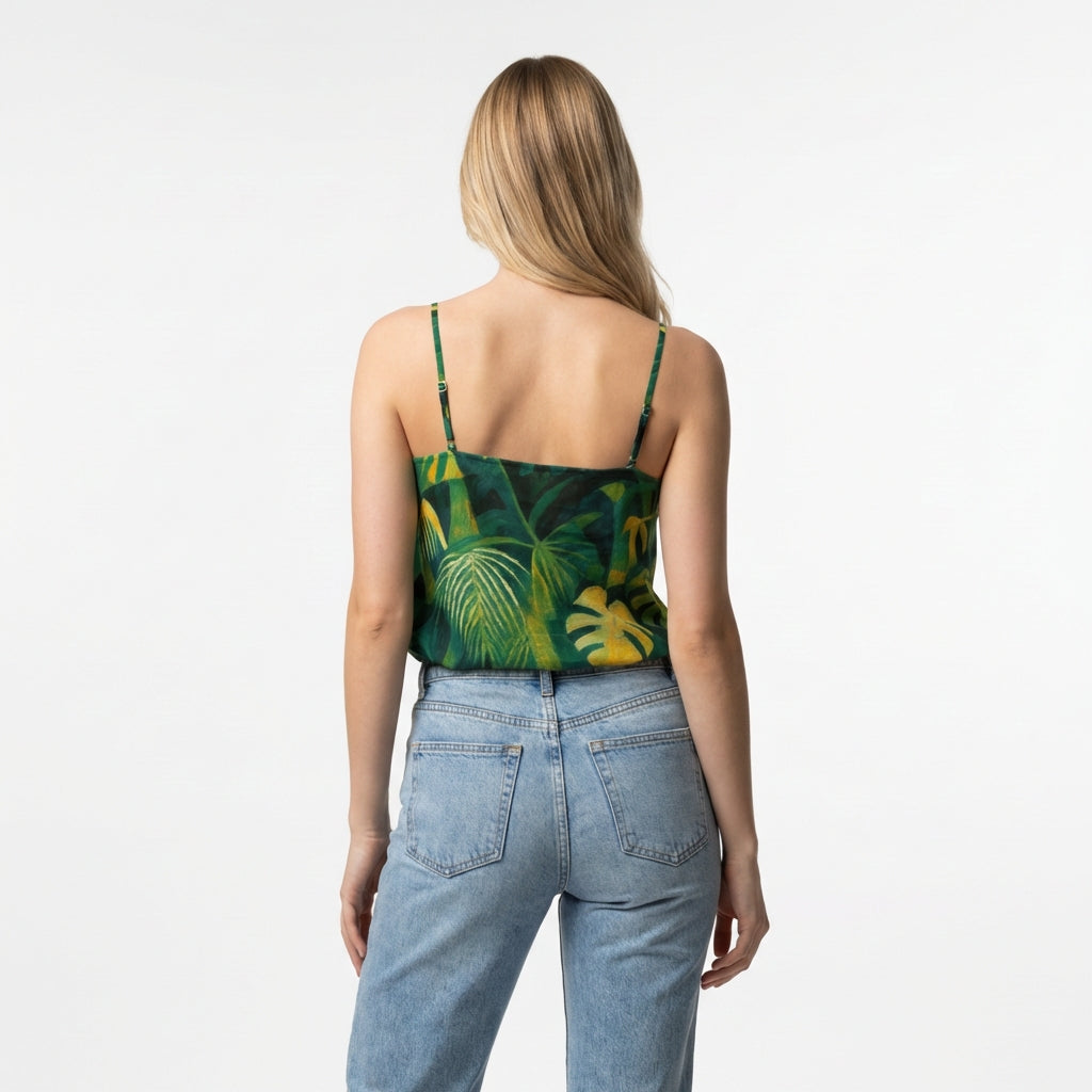 Camisole Green Leaves | Lightweight Organic Cotton Voile