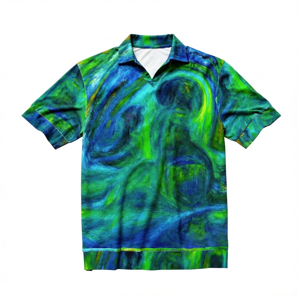 Polo Shirt with V Neck  Blue Moon