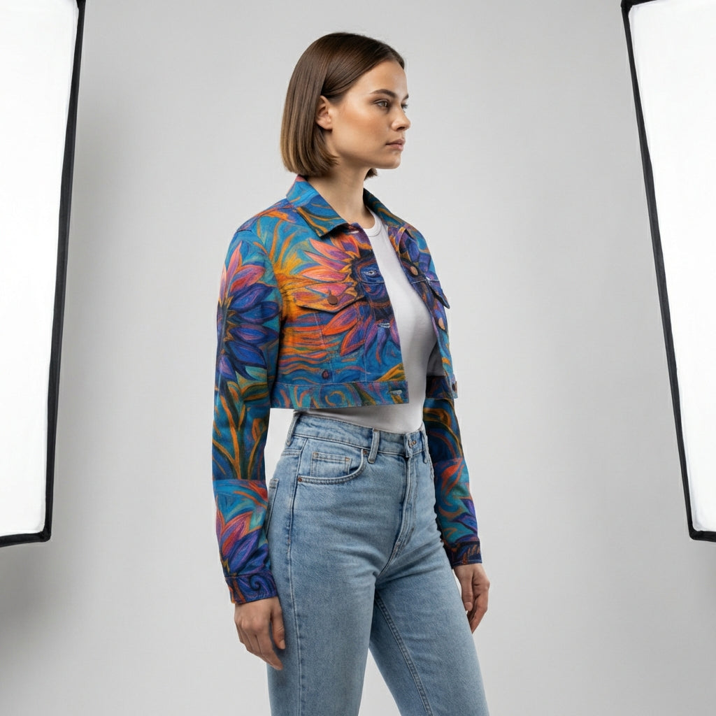 Cropped Jean Cotton Jacket Sunflower Beach