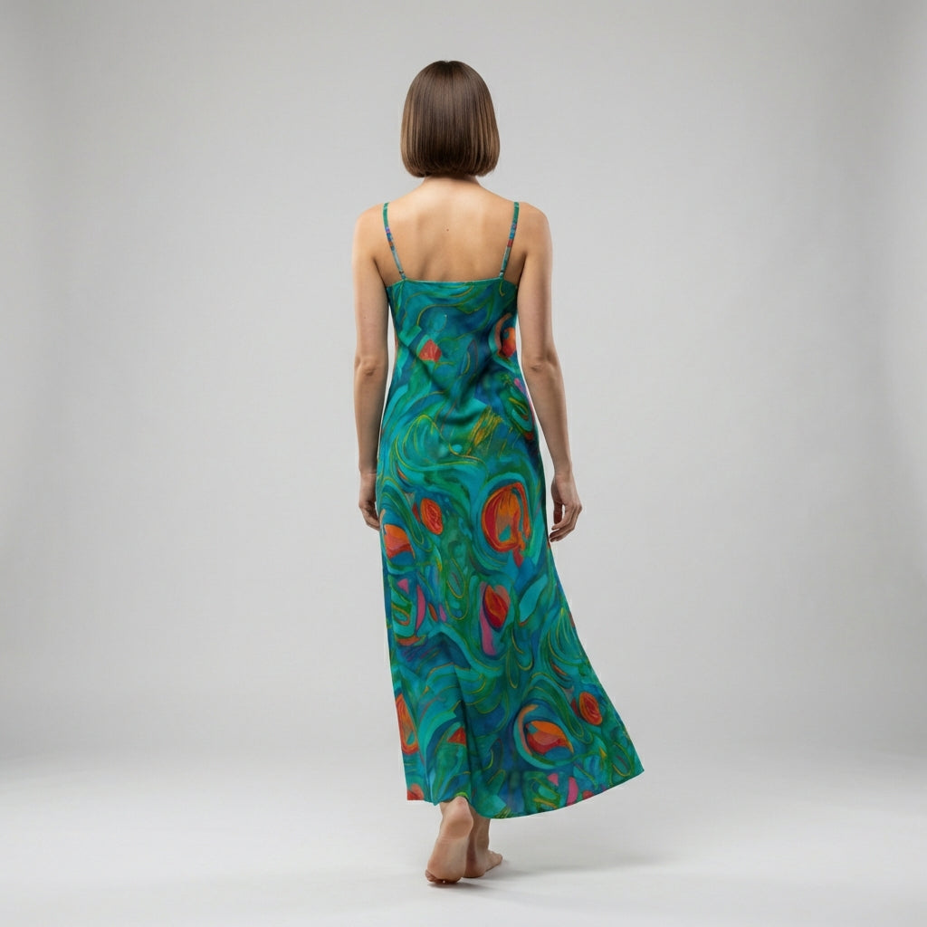 Bias Slip Dress Floral Swamp