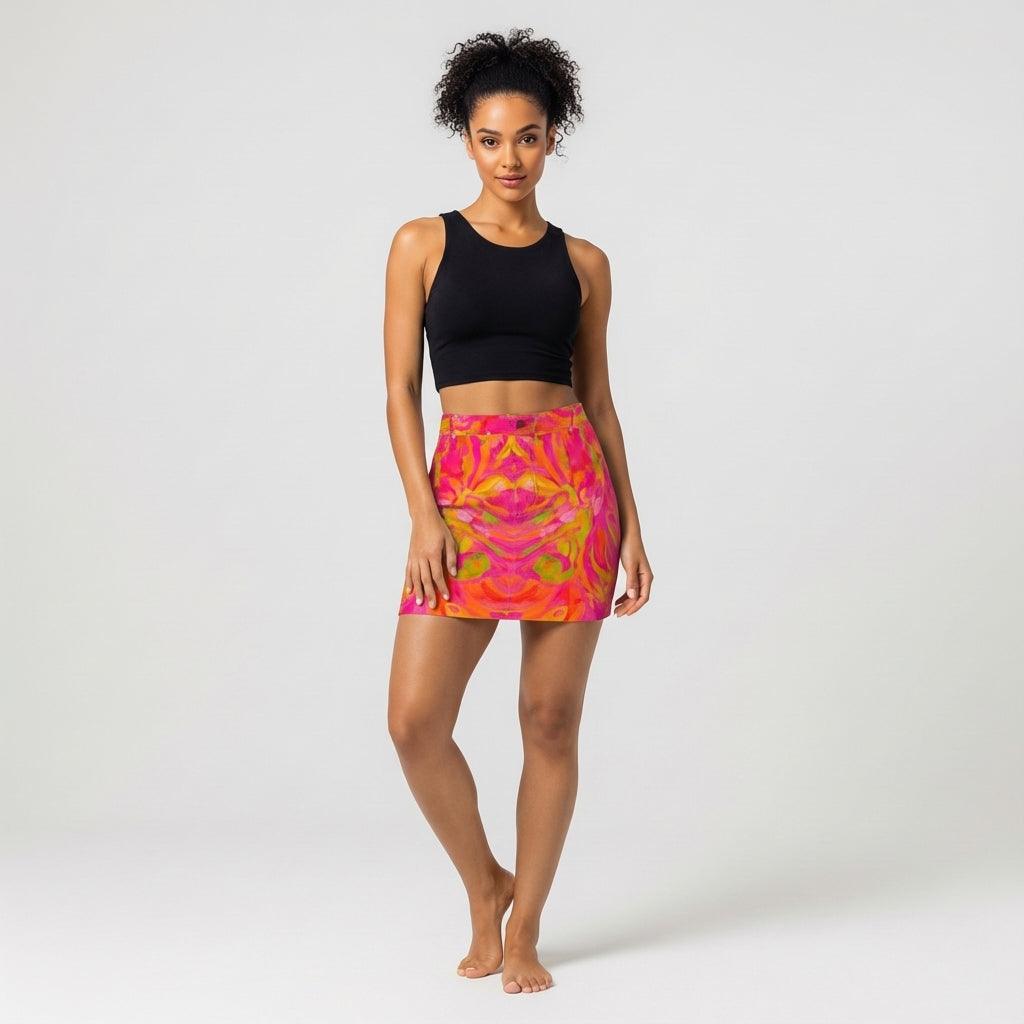 Denim Mini Skirt Pink Noodles