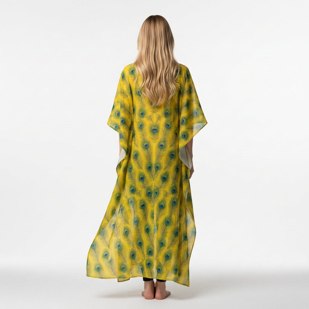 Caftan Yellow Peacock Feathers