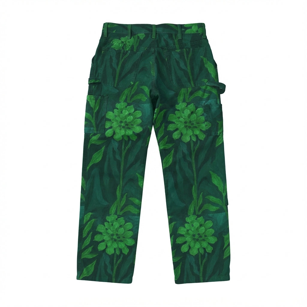 Carpenter Pants Green Flowers 