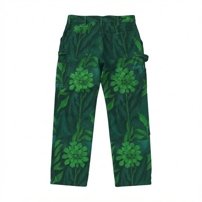 Carpenter Pants Green Flowers 
