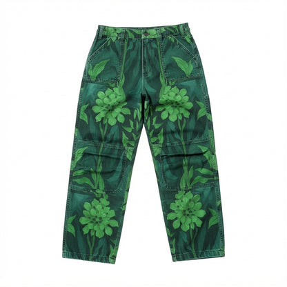 Carpenter Pants Green Flowers 