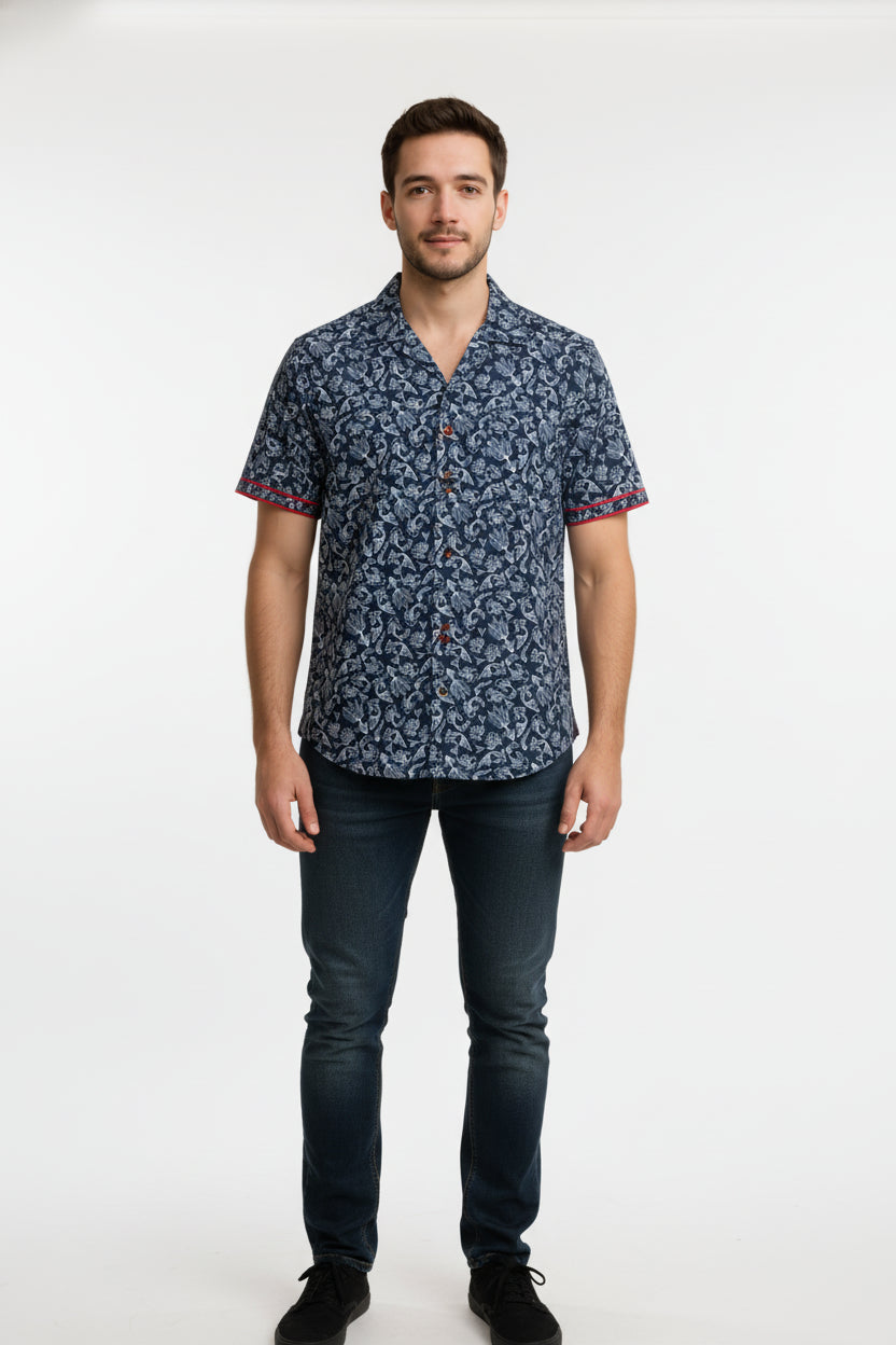 Organic Cotton Hawaiian Camp Collar Shirt